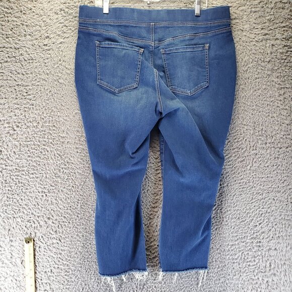 Wonderly Jeans Womens 16W Blue Pull-On Super Skinny Frayed Hem Stretch Denim - Picture 9 of 10